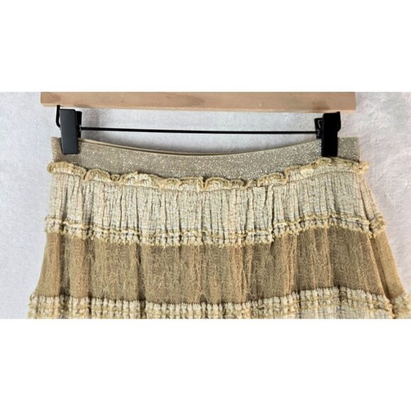 A'Reve Boho Skirt Hi-Lo M Cream Gold Tired Lace Tulle Festival Party Whimsygoth - Picture 12 of 13